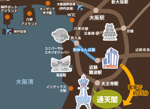 大阪周辺の地図